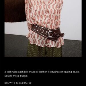 Zara Brown Leather Belt with Elegant Detailing